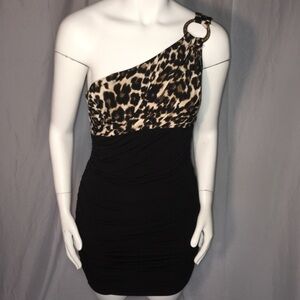 Speechless black and leopard print mini dress